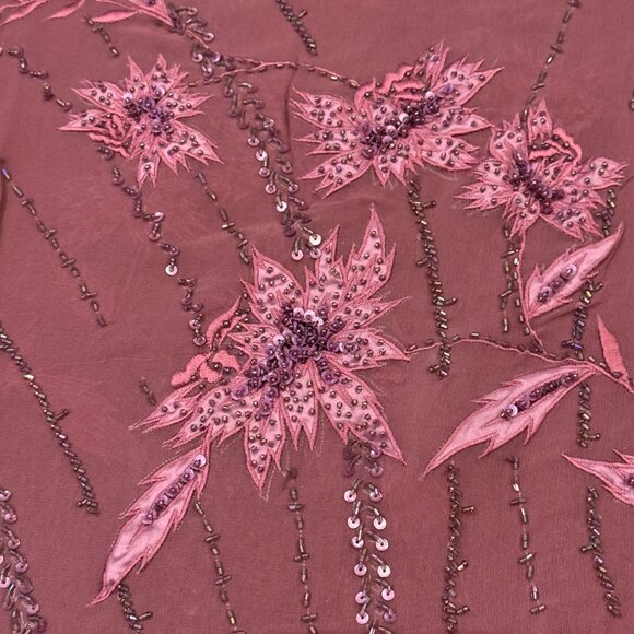 Sue Wong Scarf SILK Dress Shawl Light Purple Lavender Orchid Hand Bead Large 38 - Picture 4 of 13